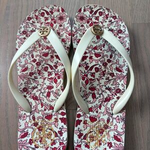 TORY BURCH FLORAL  FLIP FLOPS- SIZE 8